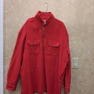 Marlboro Red Cotton Medium Weight Cordoroy Quarter Zip Shirt